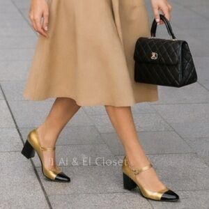 Worthington Wor Larcie Gold Multi Mary Jane Block Heels | Size 7.5M | NWB| Vegan